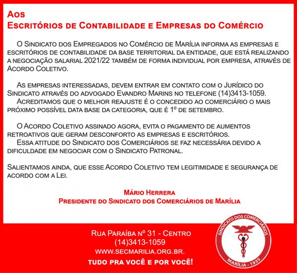 ATENÇÃO! SINDICATO REALIZA ACORDO COLETIVO INDIVIDUAL