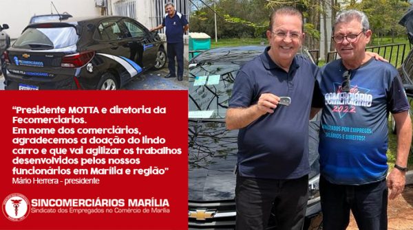 SINDICATO RECEBE CARRO DOADO PELA FECOMERCIÁROS E AGRADECE MOTTA