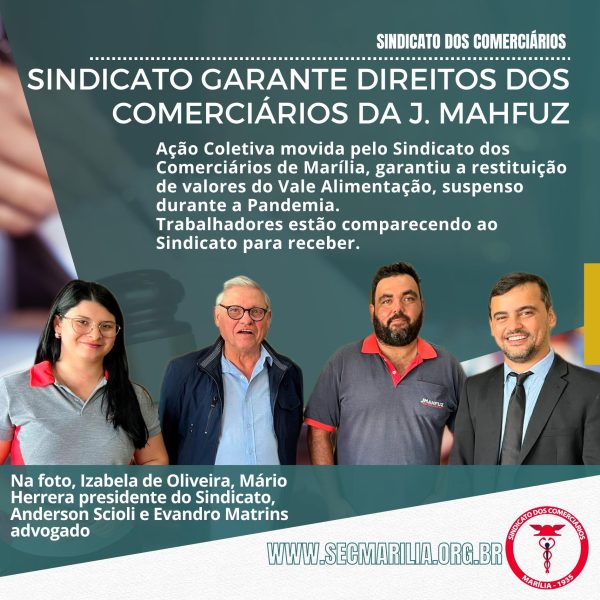 SINDICATO GARANTE DIREITOS DOS COMERCIÁRIOS DA J. MAHFUZ